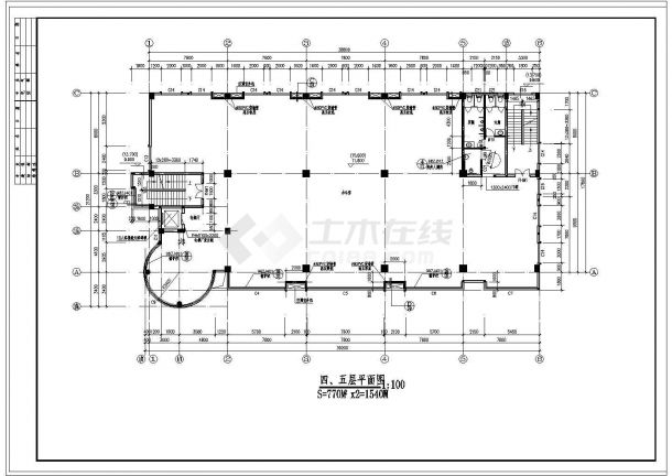 办公楼设计_6层框架结构办公楼建筑设计施工图-图一