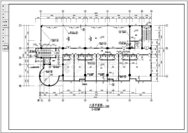 办公楼设计_6层框架结构办公楼建筑设计施工图-图二