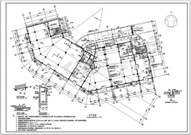 某酒店旅馆建筑cad设计施工图纸-图二