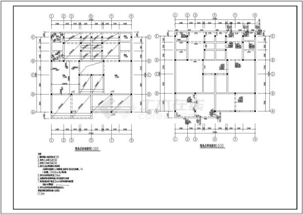 底框结构商住大楼cad设计结构施工图纸-图二