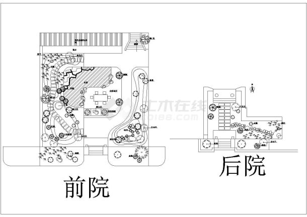 某地小院绿化设计CAD平面布置参考图-图一