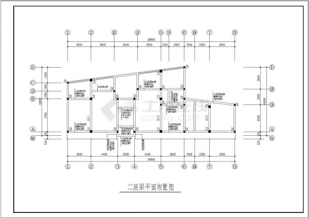 二层商住楼cad结构施工设计图（含设计说明）-图二