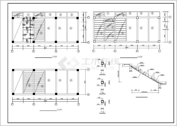 多层宾馆建设施工附房设计共4张cad图纸-图一