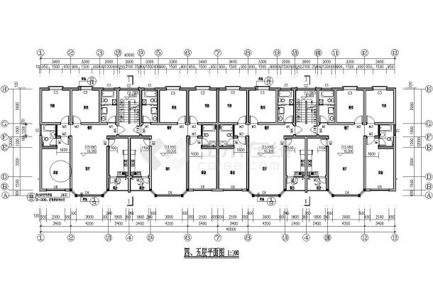某地区六层砖混商住楼设计施工CAD祥图-图二