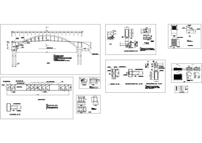 市区路桥工程人行钢桥全套施工设计cad图_图1