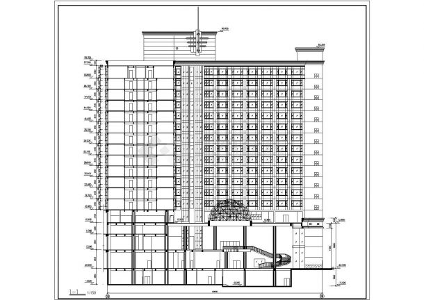 完整的高层酒店cad建施图纸-图一