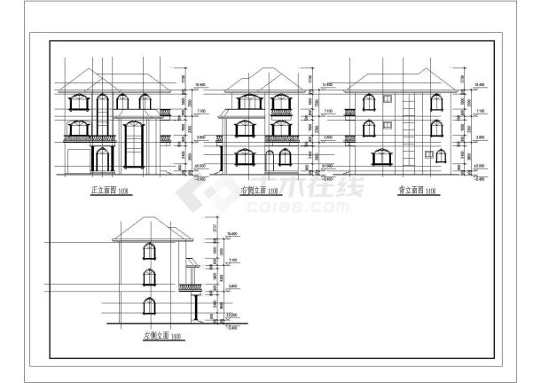 多层别墅建剖面CAD参考图-图二