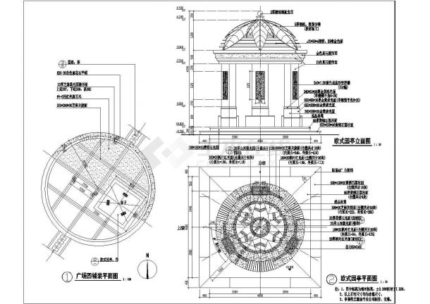 复古式精美园亭设计CAD平立面参考图-图一