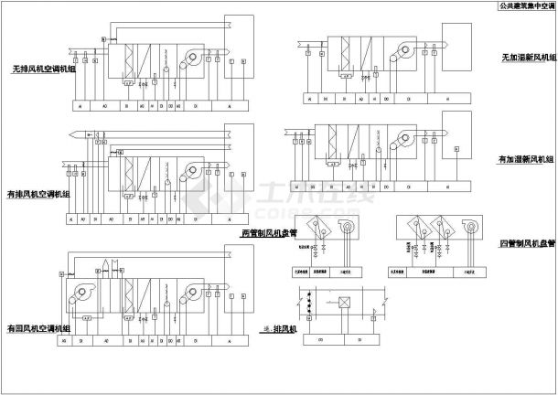 经典公共建筑集中空调设计cad全套控制原理示意图（含空调机组、新风机组、盘管等设计）-图一