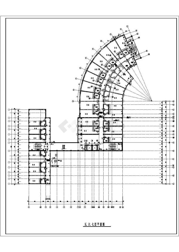 某现代风格多层框架结构星级酒店设计cad详细建筑施工图-图二