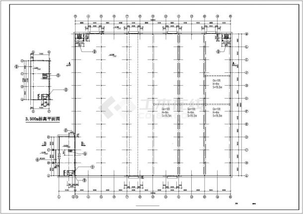 广州某工厂1.1万平米单层轻钢框架结构生产厂房平立剖面设计CAD图纸-图二