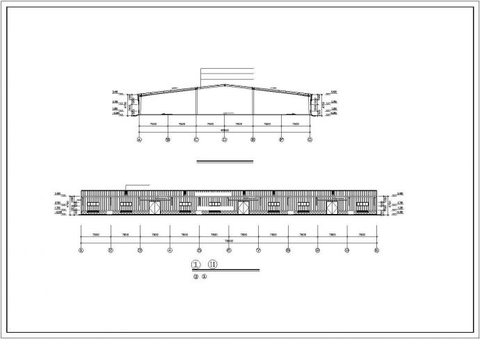 南京某工厂3.5万平米三跨门式轻钢结构生产厂房建筑设计CAD图纸_图1