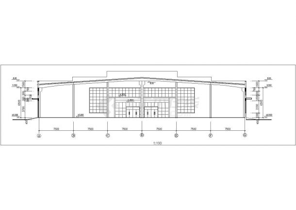 重庆市某工厂8300平米单层轻钢结构生产厂房平立剖面设计CAD图纸-图二