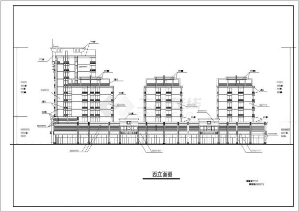 某地区多层商住楼建筑详细设计施工方案CAD图纸-图二