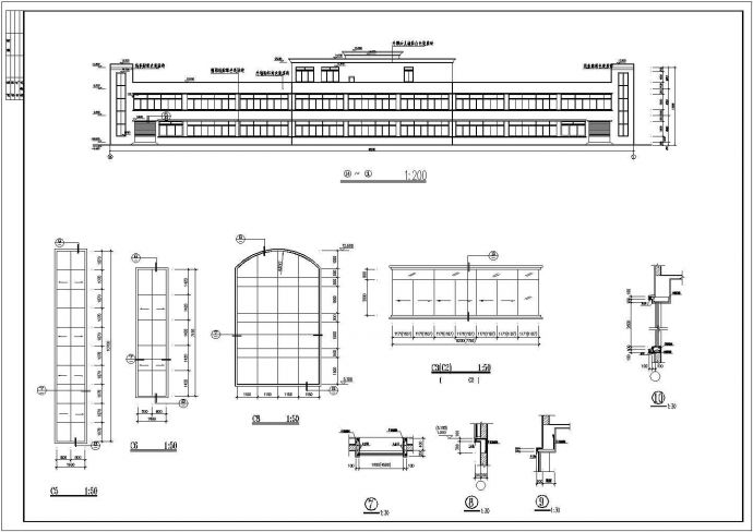 扬州市某工厂9000平米左右3层框混结构加工厂房建筑设计CAD图纸_图1