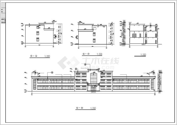 扬州市某工厂9000平米左右3层框混结构加工厂房建筑设计CAD图纸-图二