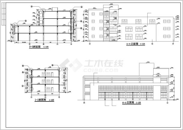 佛山某工厂8700平米左右四层框架结构生产车间全套建筑设计CAD图纸-图一