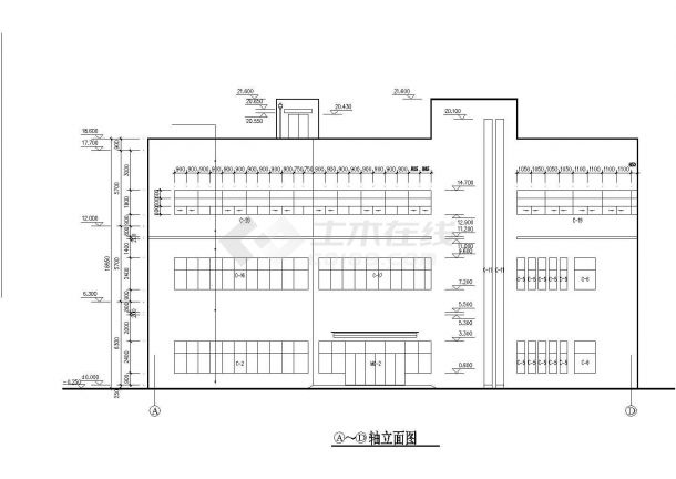 常熟市某制造厂8500平米3层框架结构加工车间建筑设计CAD图纸-图二