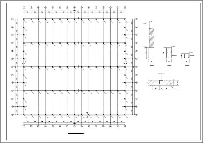 西安市工业区1.2万平米单层轻钢结构生产车间全套建筑设计CAD图纸_图1