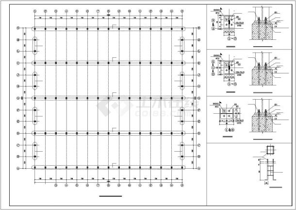 西安市工业区1.2万平米单层轻钢结构生产车间全套建筑设计CAD图纸-图二