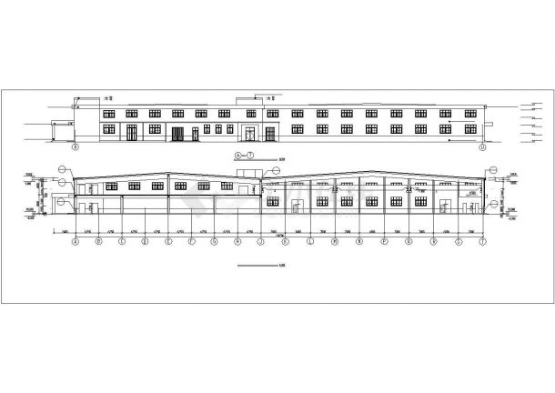 某工业区1.5万平米2层轻钢结构生产车间建筑设计CAD图纸（含总图）-图二