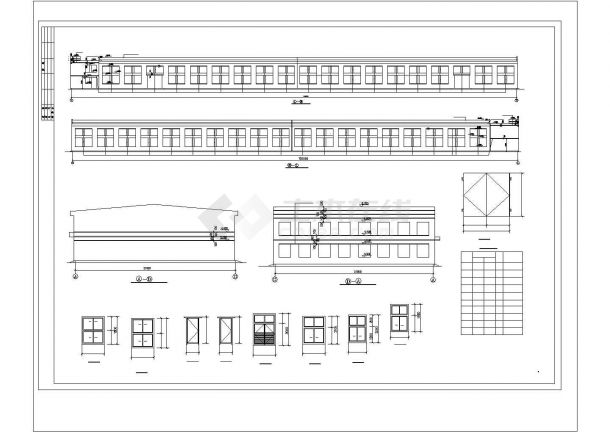 杭州某工业区9800平米2层钢框架结构生产厂房平立剖面设计CAD图纸-图一