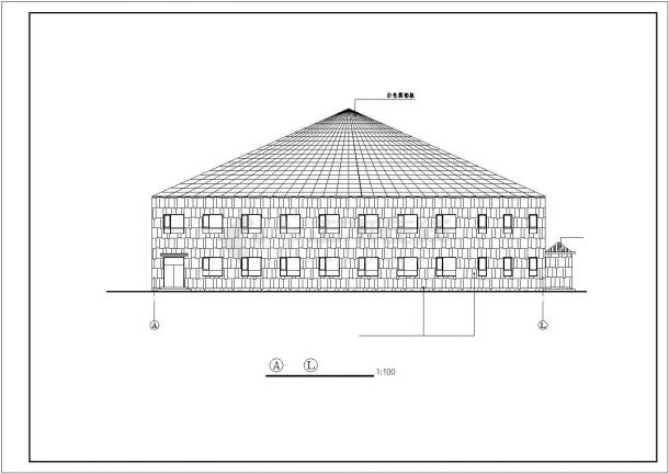 珠海市某养殖场3100平米1层框架结构养殖大棚建筑设计CAD图纸-图一