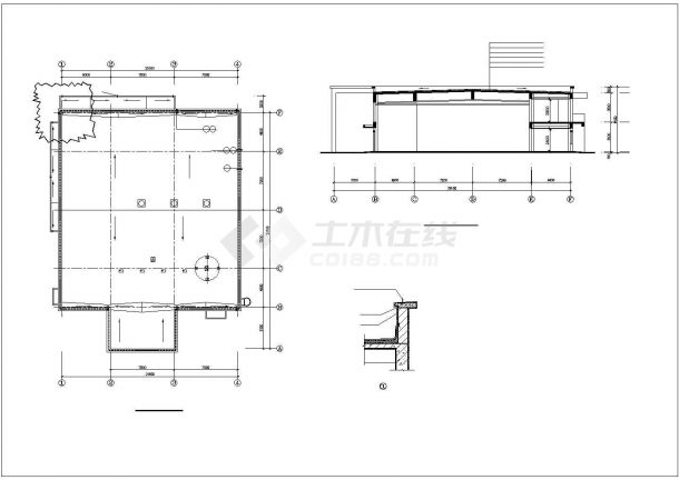 杭州市某陶瓷厂830平米2层框架结构烧纸车间建筑设计CAD图纸-图二