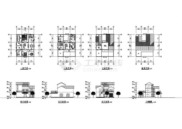 三层独立住宅设计cad图，共八张-图一