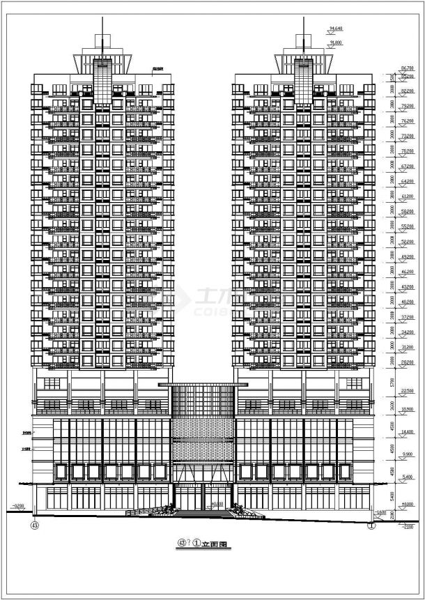 某地区大型高层住宅建筑详细设计施工方案CAD图纸-图二