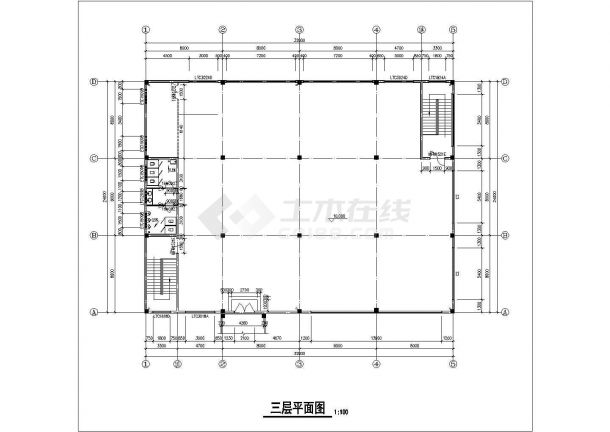 合肥市某工厂2300平米3层框架结构生产车间建筑设计CAD图纸-图二