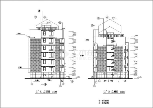 某地区6层住宅建筑详细设计施工方案CAD图纸-图二