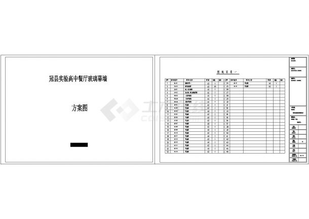 高中餐厅项目玻璃幕墙施工图-图一