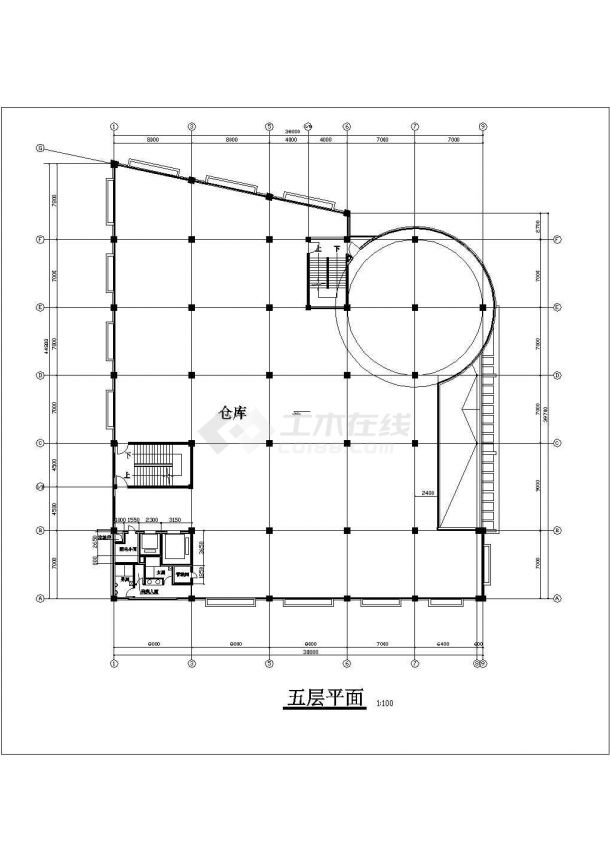 岳堤超市建筑设计cad方案图纸-图二