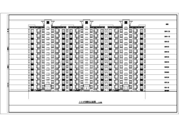 某地区板式小高层住宅楼建筑详细设计施工方案CAD图纸-图二