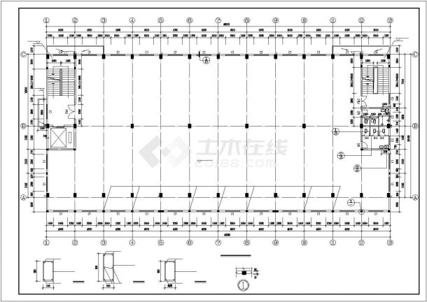 青岛某工厂6500平米5层框架结构加工厂房建筑设计CAD图纸（含天面层）-图二