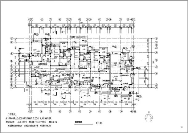 某地区多层排房样板建筑详细设计施工方案CAD图纸-图二