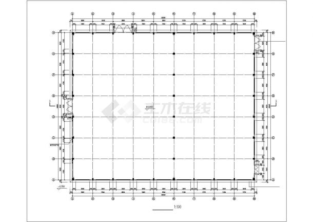 太仓市某木材厂2200平米单层钢结构生产厂房建筑设计CAD图纸-图二