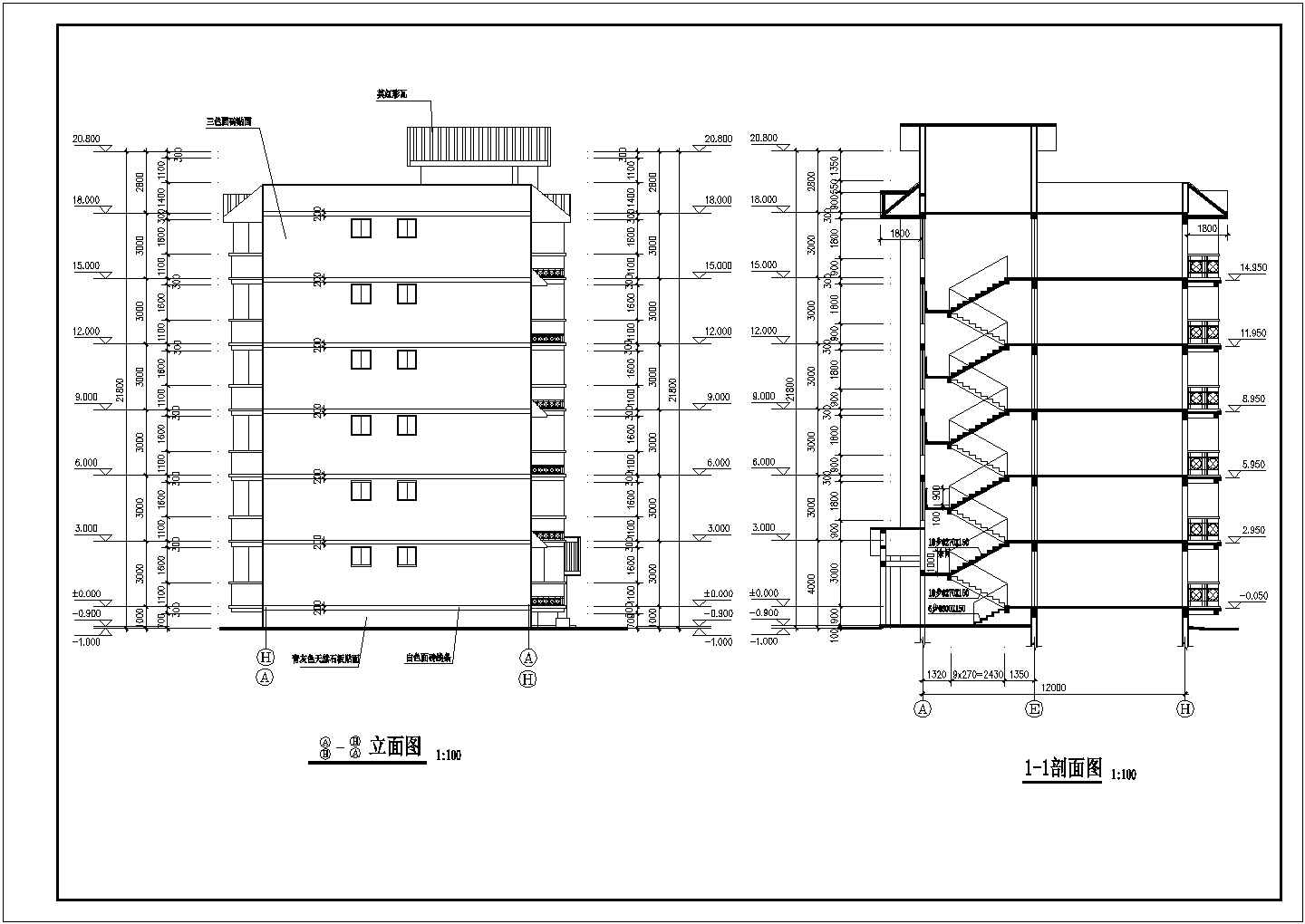 某地区现代多层住宅建筑详细方案设计施工CAD图纸