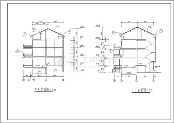 某地区现代多层商业住宅建筑详细方案设计施工CAD图纸-图二