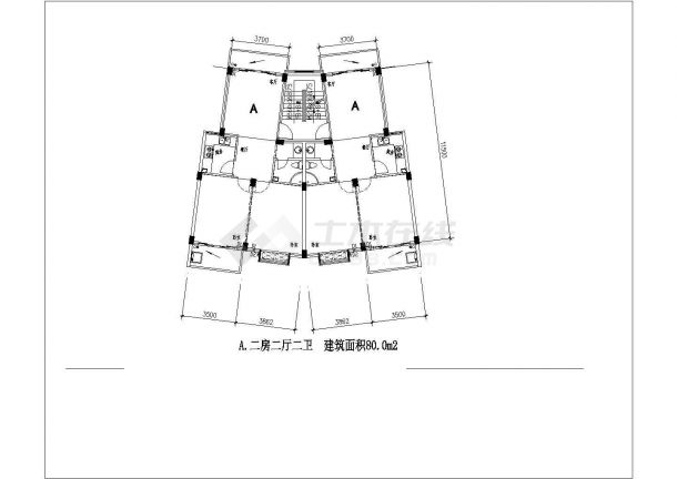 某地区多层住宅建筑户型详细方案设计施工CAD图纸-图一