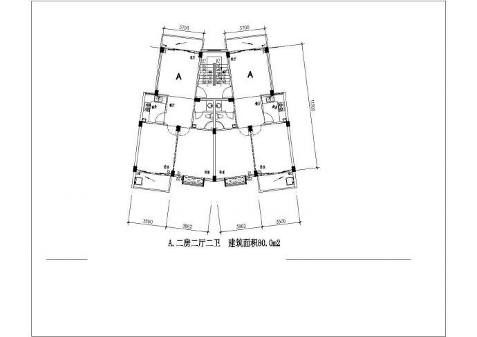 某地区多层住宅建筑户型详细方案设计施工CAD图纸_图1