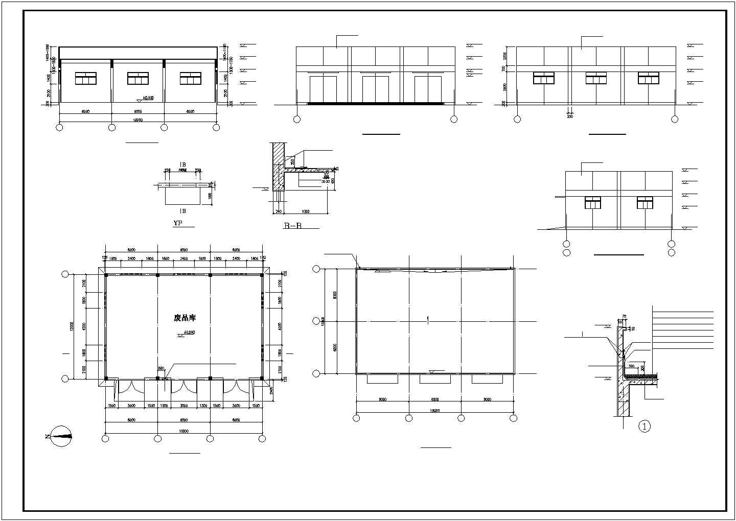 昆山市某机械厂750平米框混结构加工厂房建筑设计CAD图纸