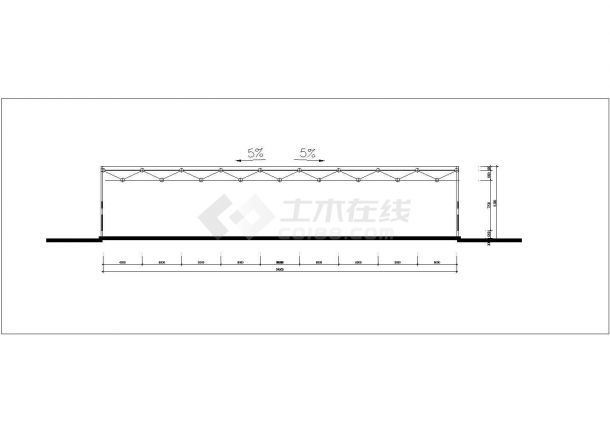 某现代化工厂2000平米单层轻钢结构加工车间平立剖面设计CAD图纸-图二
