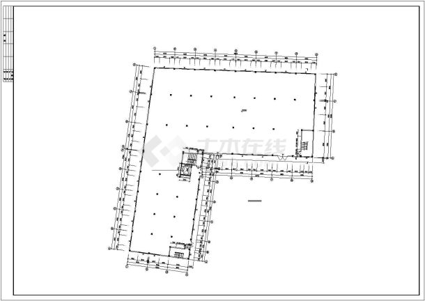 太原市某工厂3100平米3层框架结构L型厂房平立面设计CAD图纸-图二