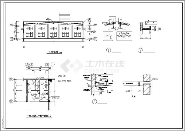 珠海市某五金厂1750平米2层框架结构生产车间建筑设计CAD图纸-图二