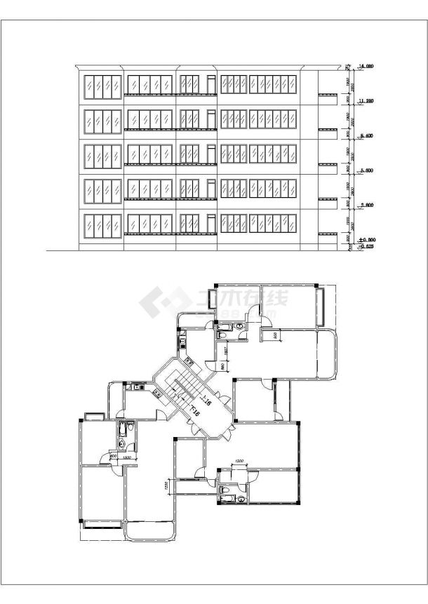 某经典现代多层住宅建筑设计施工详细方案CAD图纸-图一