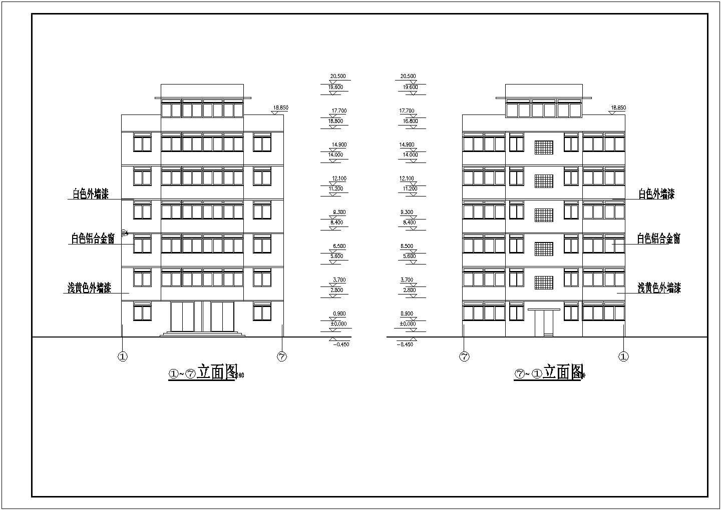 某经典现代多层居民住宅楼建筑设计施工详细方案CAD图纸