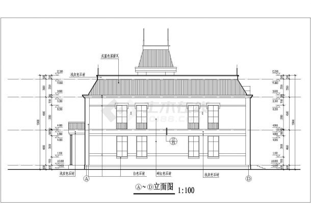 某经典现代二层会所建筑设计施工详细方案CAD图纸-图一