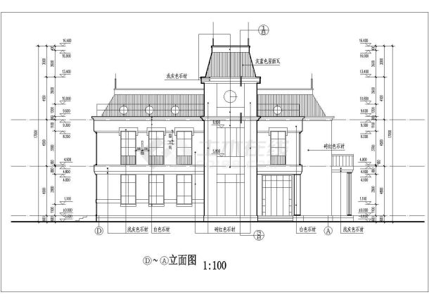 某经典现代二层会所建筑设计施工详细方案CAD图纸-图二